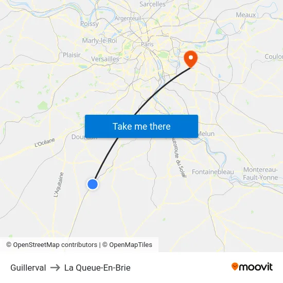 Guillerval to La Queue-En-Brie map