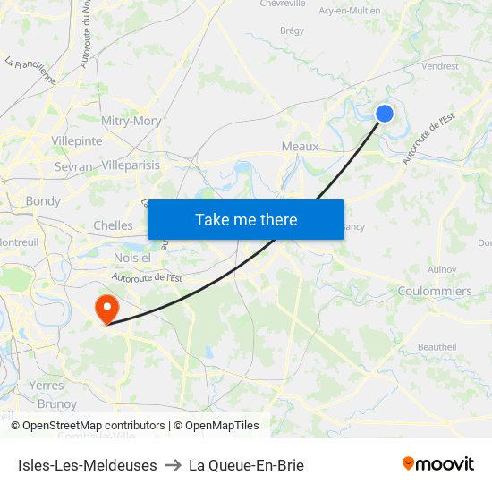 Isles-Les-Meldeuses to La Queue-En-Brie map