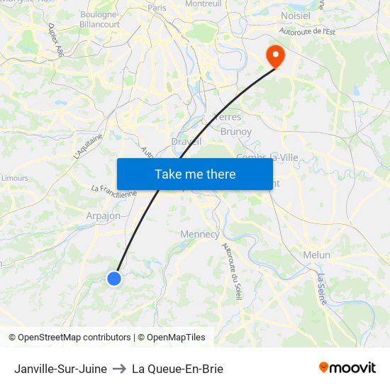 Janville-Sur-Juine to La Queue-En-Brie map