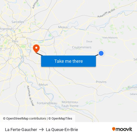La Ferte-Gaucher to La Queue-En-Brie map