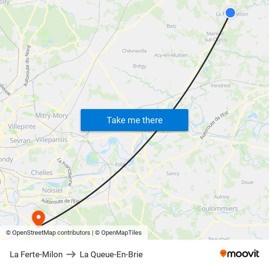 La Ferte-Milon to La Queue-En-Brie map