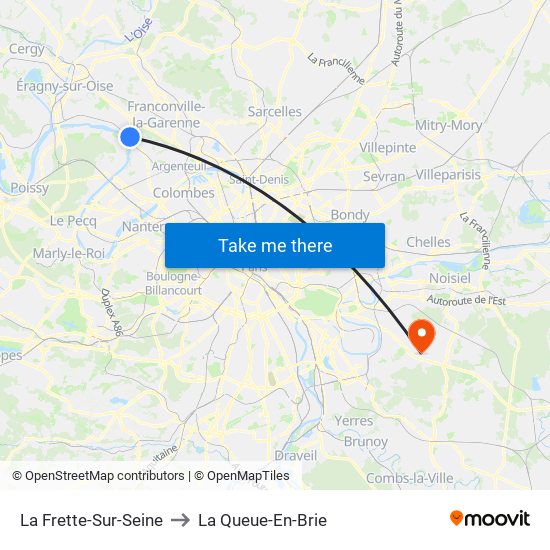 La Frette-Sur-Seine to La Queue-En-Brie map