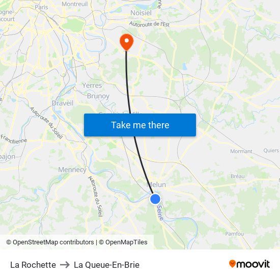 La Rochette to La Queue-En-Brie map