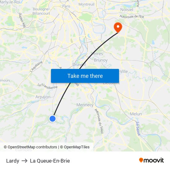 Lardy to La Queue-En-Brie map