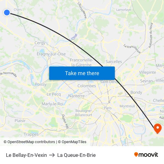 Le Bellay-En-Vexin to La Queue-En-Brie map