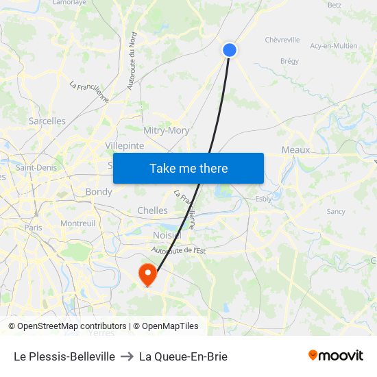 Le Plessis-Belleville to La Queue-En-Brie map