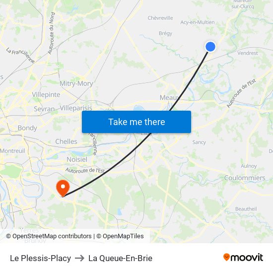 Le Plessis-Placy to La Queue-En-Brie map