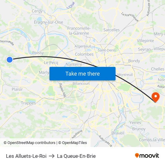 Les Alluets-Le-Roi to La Queue-En-Brie map
