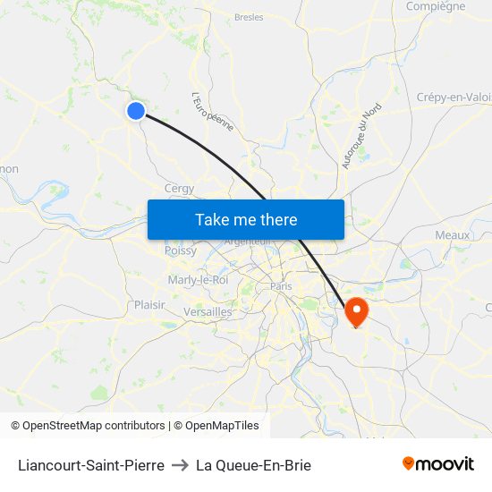 Liancourt-Saint-Pierre to La Queue-En-Brie map