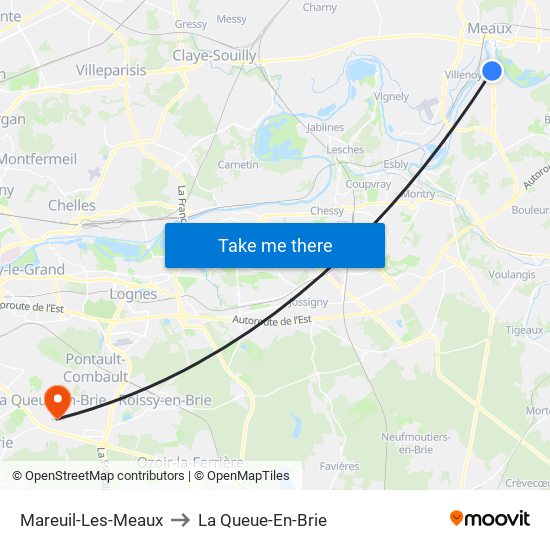 Mareuil-Les-Meaux to La Queue-En-Brie map