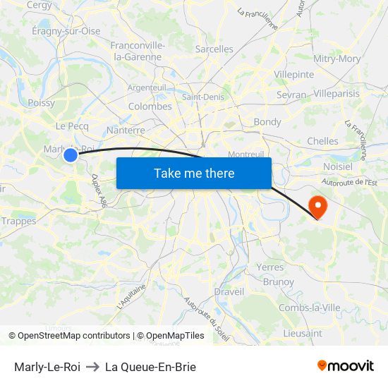 Marly-Le-Roi to La Queue-En-Brie map