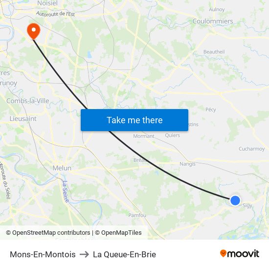 Mons-En-Montois to La Queue-En-Brie map