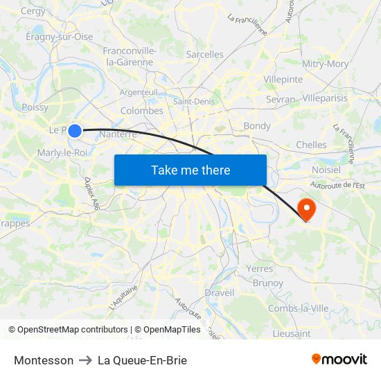 Montesson to La Queue-En-Brie map