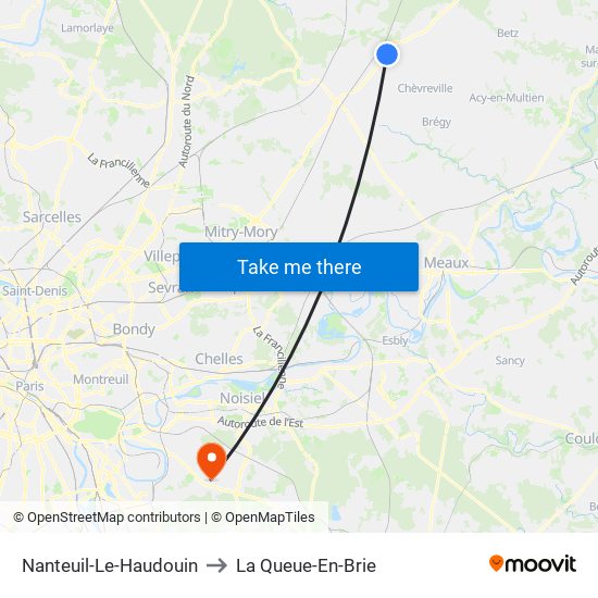 Nanteuil-Le-Haudouin to La Queue-En-Brie map