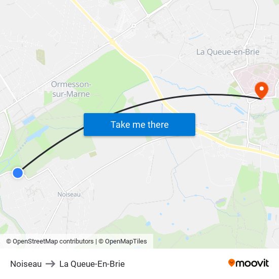 Noiseau to La Queue-En-Brie map