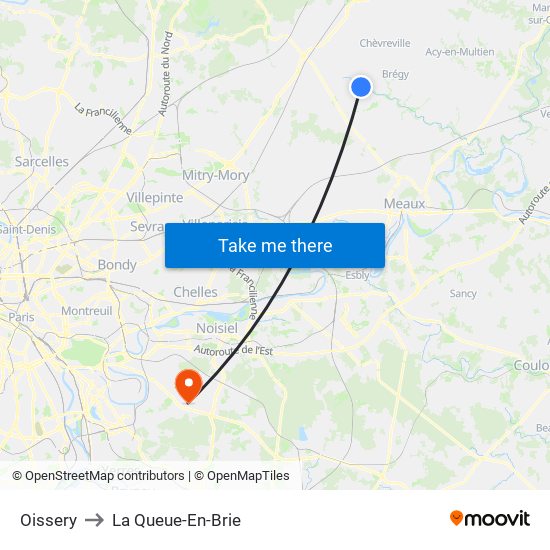 Oissery to La Queue-En-Brie map