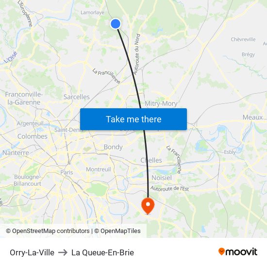Orry-La-Ville to La Queue-En-Brie map
