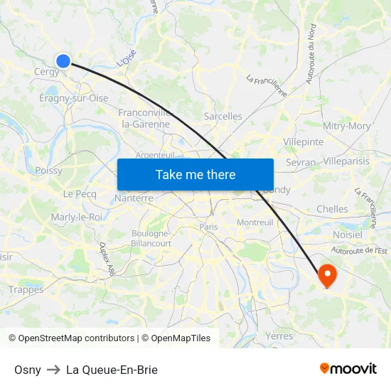 Osny to La Queue-En-Brie map