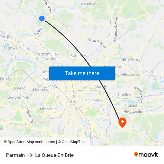 Parmain to La Queue-En-Brie map