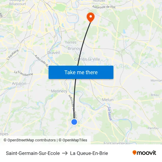 Saint-Germain-Sur-Ecole to La Queue-En-Brie map