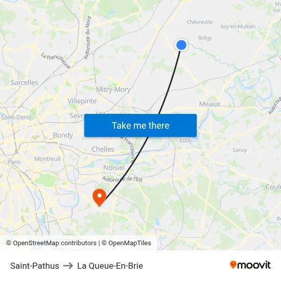 Saint-Pathus to La Queue-En-Brie map
