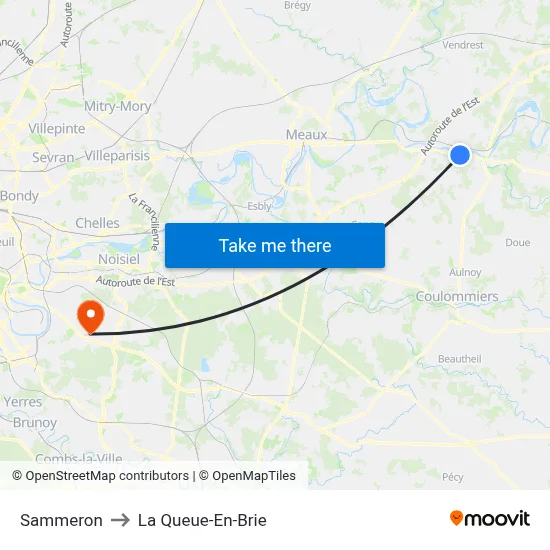 Sammeron to La Queue-En-Brie map
