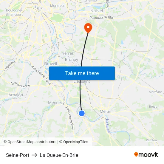 Seine-Port to La Queue-En-Brie map