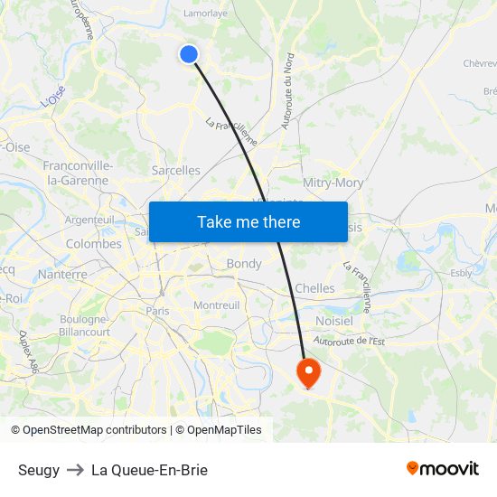 Seugy to La Queue-En-Brie map
