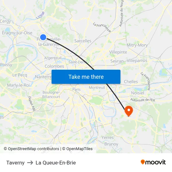Taverny to La Queue-En-Brie map