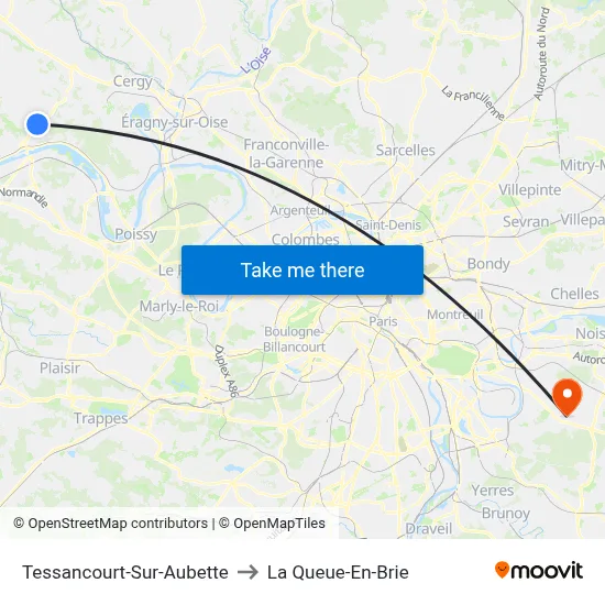 Tessancourt-Sur-Aubette to La Queue-En-Brie map