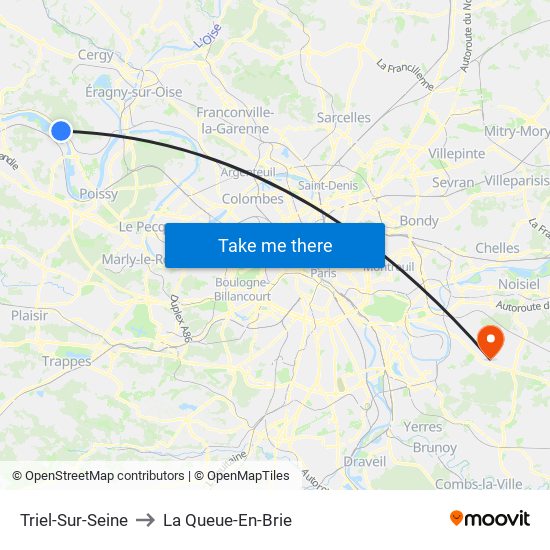 Triel-Sur-Seine to La Queue-En-Brie map