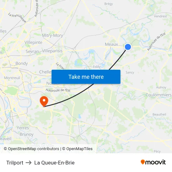 Trilport to La Queue-En-Brie map