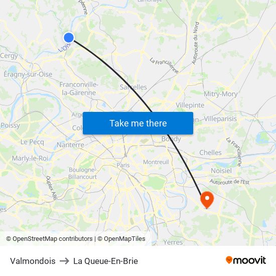 Valmondois to La Queue-En-Brie map