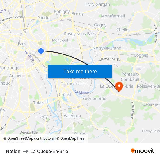 Nation to La Queue-En-Brie map