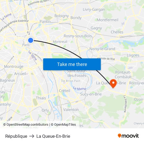 République to La Queue-En-Brie map