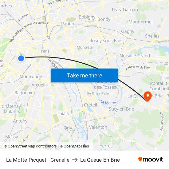 La Motte-Picquet - Grenelle to La Queue-En-Brie map