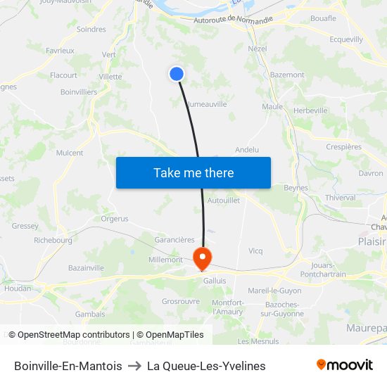 Boinville-En-Mantois to La Queue-Les-Yvelines map