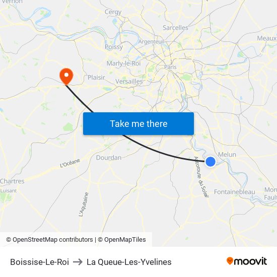 Boissise-Le-Roi to La Queue-Les-Yvelines map