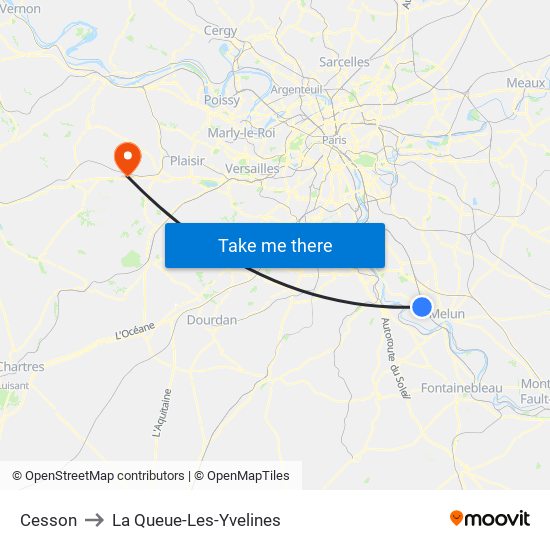 Cesson to La Queue-Les-Yvelines map