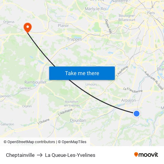 Cheptainville to La Queue-Les-Yvelines map