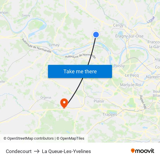 Condecourt to La Queue-Les-Yvelines map