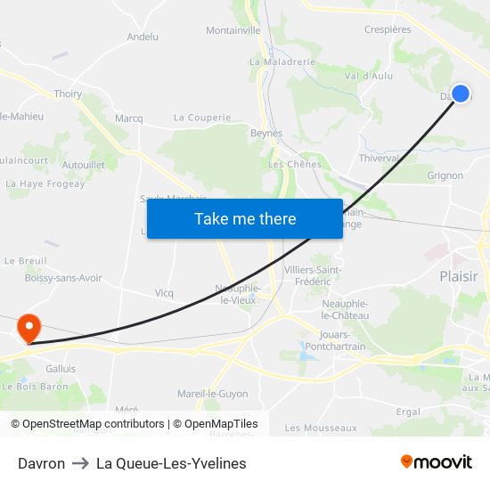 Davron to La Queue-Les-Yvelines map