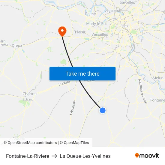 Fontaine-La-Riviere to La Queue-Les-Yvelines map