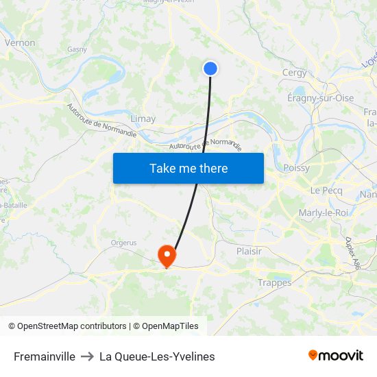 Fremainville to La Queue-Les-Yvelines map