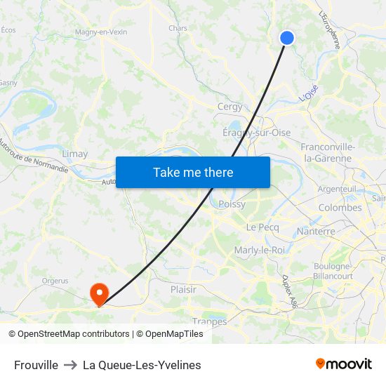 Frouville to La Queue-Les-Yvelines map