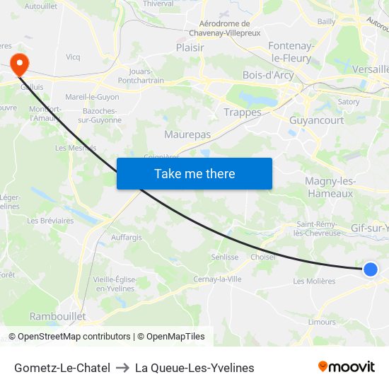 Gometz-Le-Chatel to La Queue-Les-Yvelines map