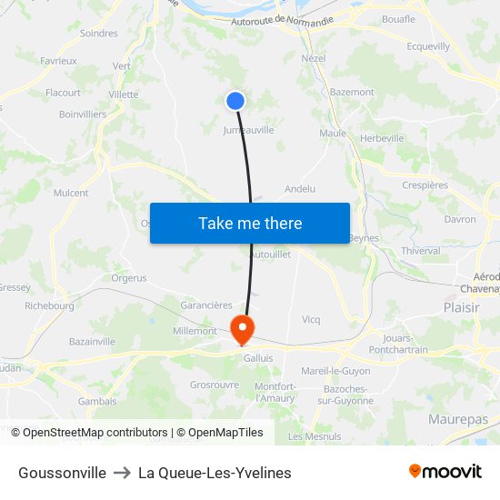 Goussonville to La Queue-Les-Yvelines map