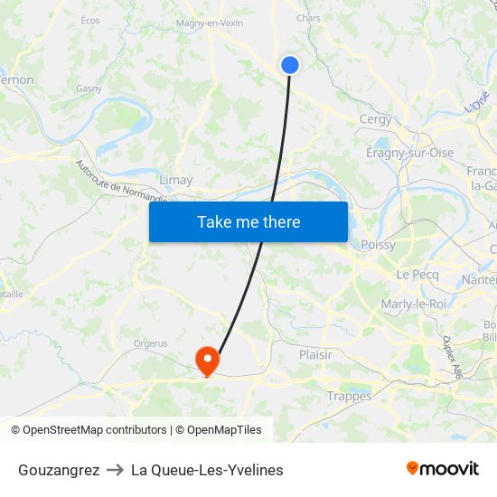 Gouzangrez to La Queue-Les-Yvelines map