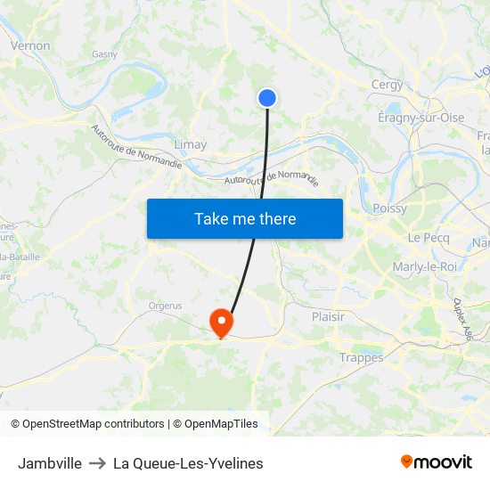 Jambville to La Queue-Les-Yvelines map