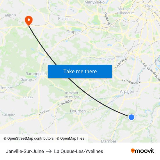 Janville-Sur-Juine to La Queue-Les-Yvelines map